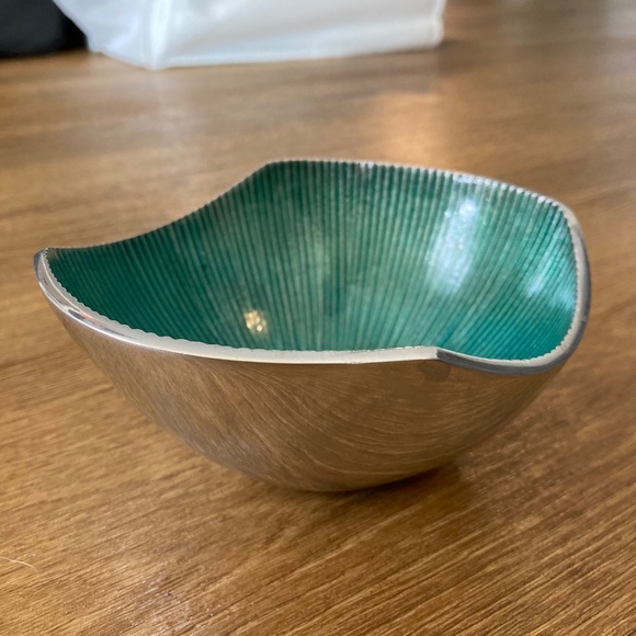 Simplydesignz Kitchen Simplydesignz Small Teal Bowl Dish With Metal